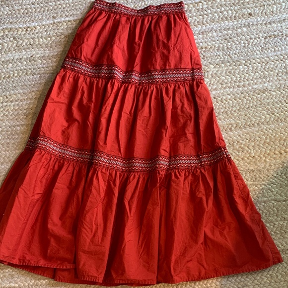 A Loves A Dresses & Skirts - A Loves A Red Tiered Maxi Skirt - Women's Boho Style 100% Cotton size small